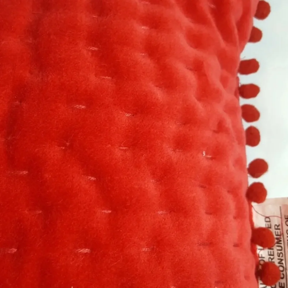 Set of 2 Opalhouse Red Toss Pillows Square 18 in. Mini Poms Christmas Valentines